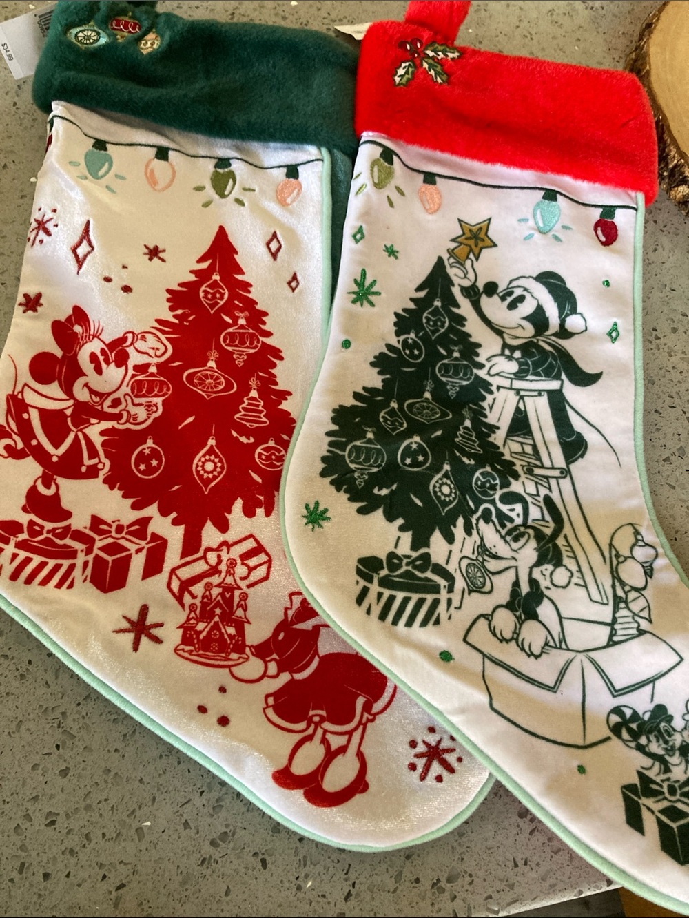 Disney Mickey & Minnie Holiday Stockings - Red & Green Accents